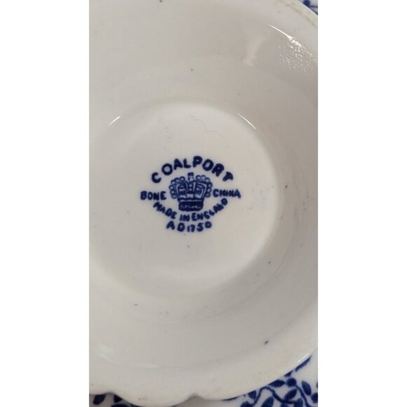Coalport Cobalt Blue White Leaves Teacup & Saucer Gold Trim England - Picture 3 of 5